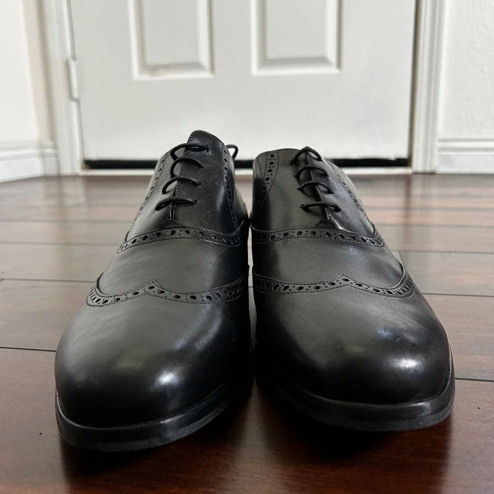 NWOB Wolf & Shepherd Sienna Cap Toe Wingtip Mens 11.5 Black Leather Oxford Shoes